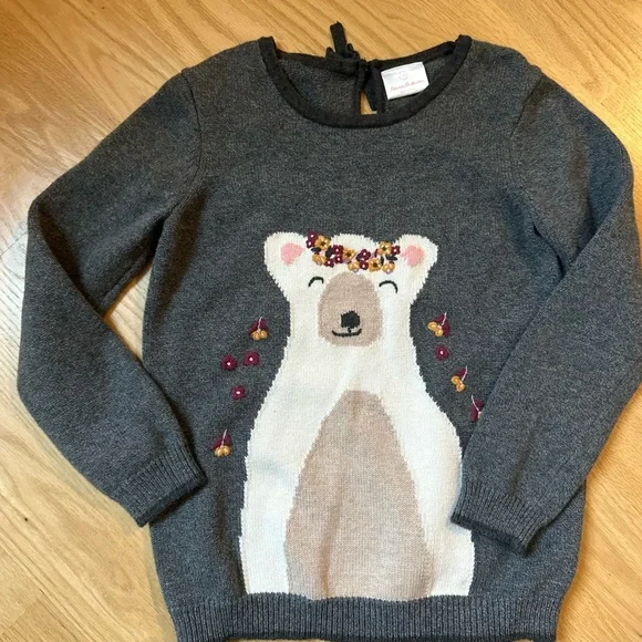 Hanna Andersson Knit Polar Bear Sweater Cotton Wool Blend Size 130/8 - Picture 1 of 3
